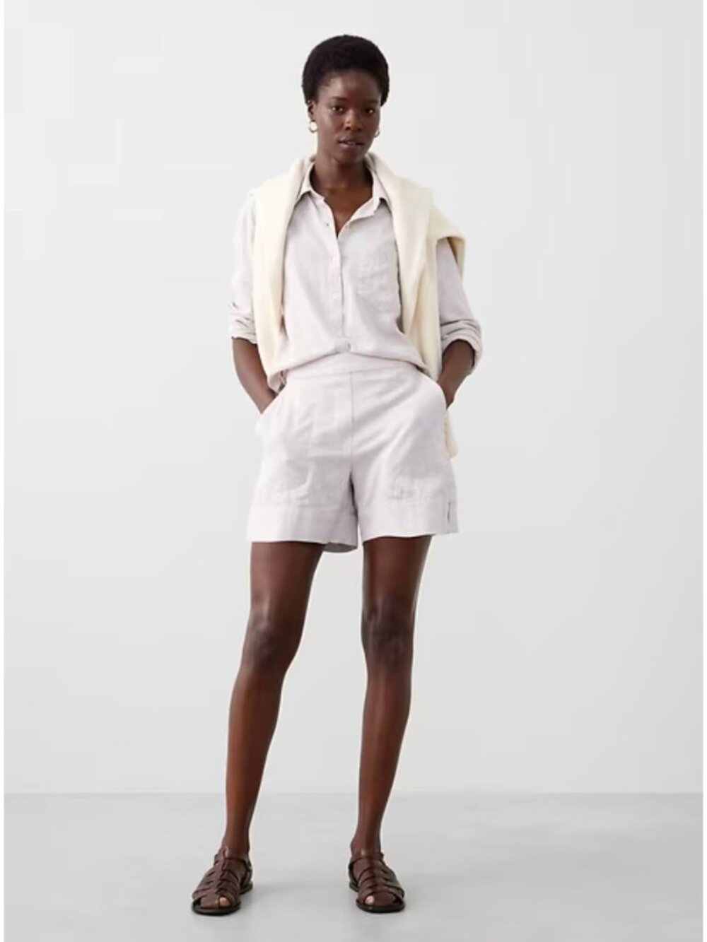 NWT Banana Republic Linen Blend XS Linen Elastic Back Shorts
